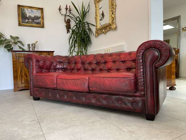 Chesterfield 3er Clubsofa Couch Oxblood Rot i1969