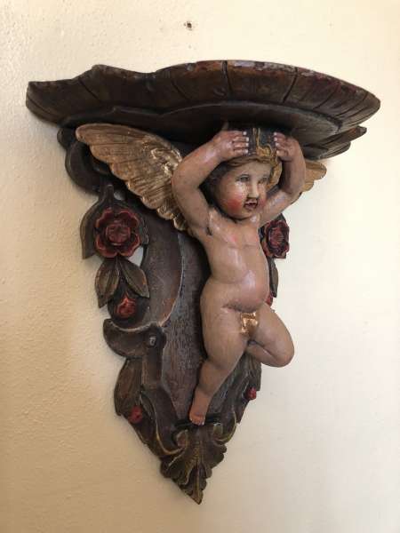 hübsches Engelspostament Engel Holzfigur Himmelssymbol Z1549