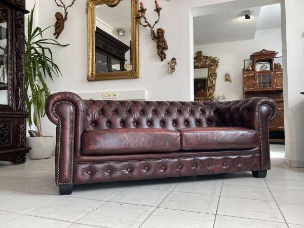 exclusives Chesterfield 2er Clubsofa Diwan Couch Oxblood A2732