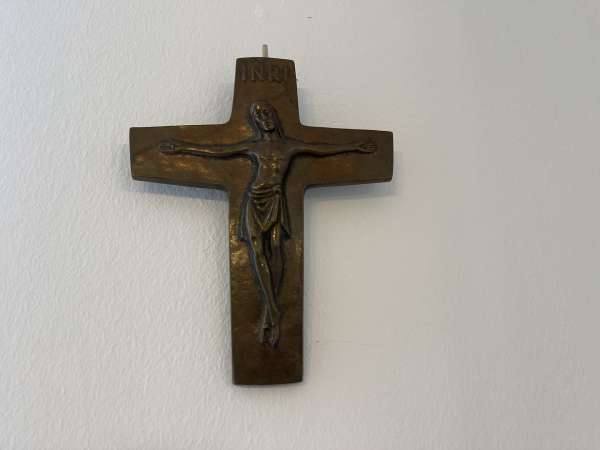 Kreuz Kruzifix Wandkreuz Jesus INRI Messing B1069