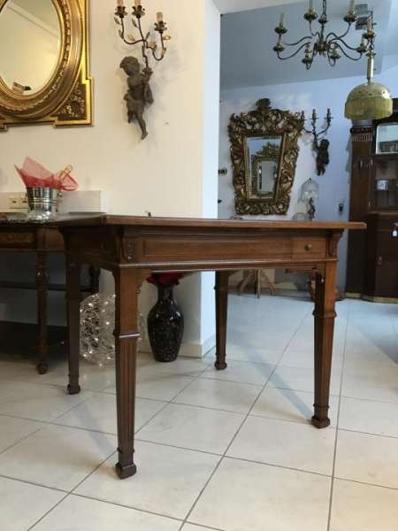originaler eckiger Gründerzeit Spieltisch Tisch Schellackpoliert - W1370