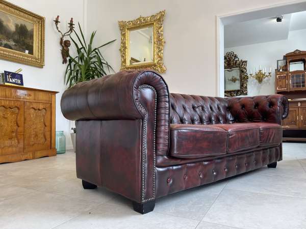 Chesterfield 3er Clubsofa Couch Oxblood Rot i1518