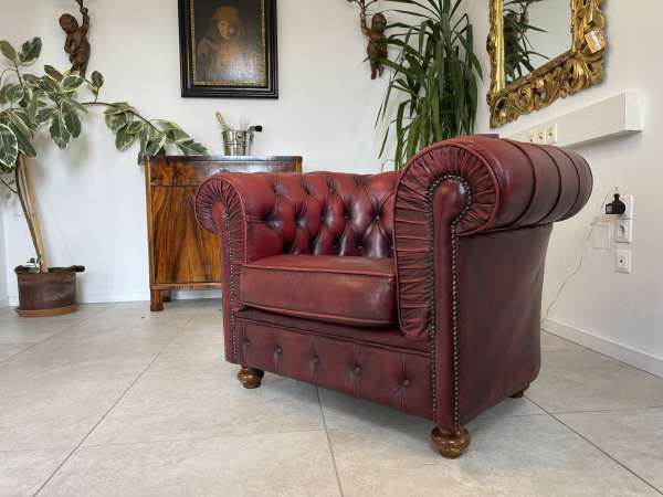 Chesterfield 1er Clubsofa Fauteuill Couch Oxblood Red B1383