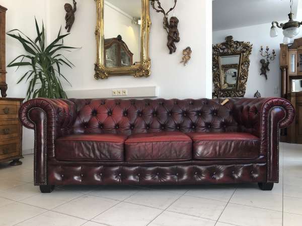 Chesterfield 3er Clubsofa Diwan Couch Oxblood Z1504