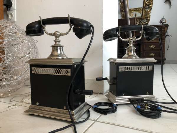 Altes antikes Telefonset, 2 Stk., Tischtelefon, Heimtelefon, Kurbeltelefon, Z1533