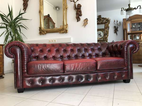 Chesterfield 3er Clubsofa Diwan Couch Oxblood Z1503